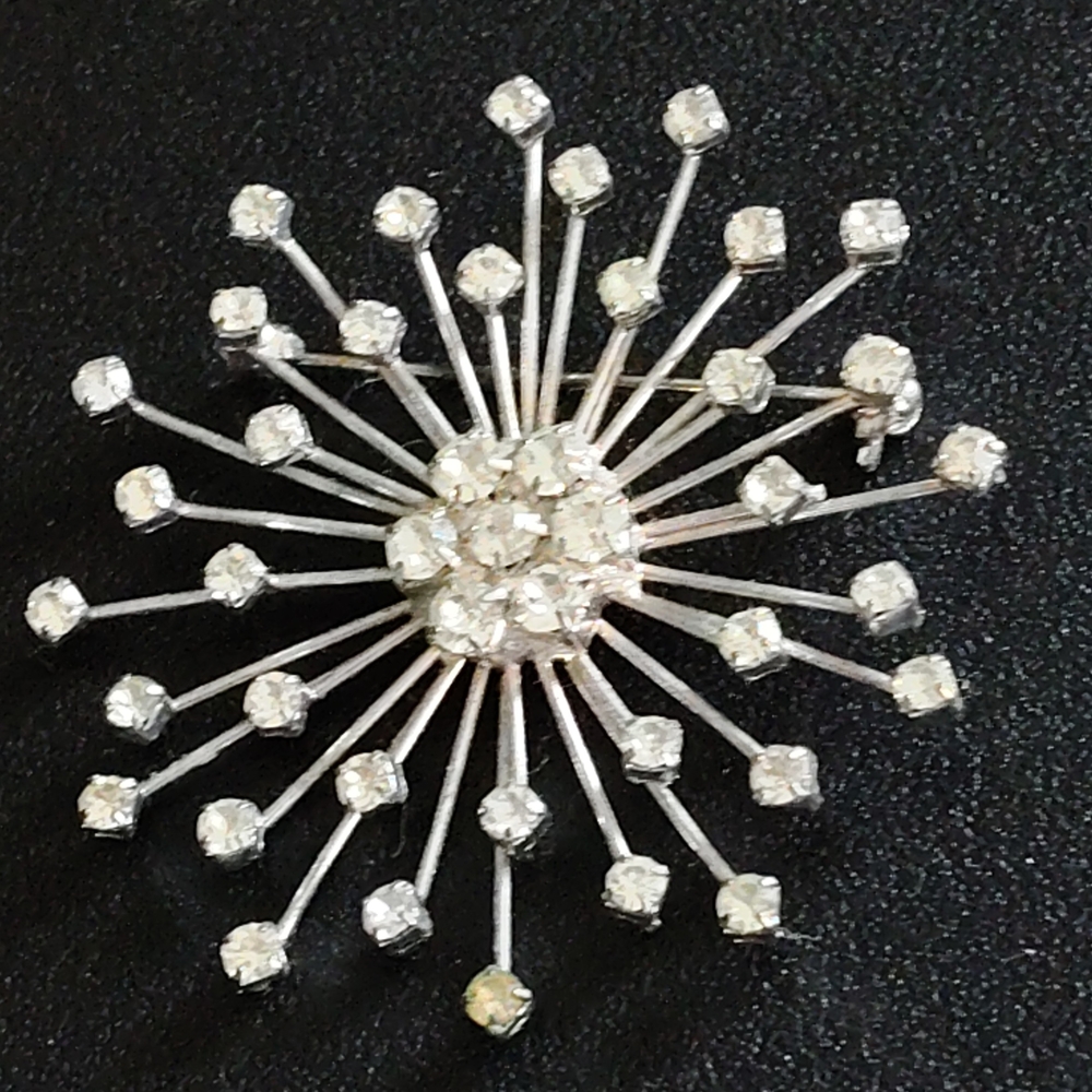 Elegant Silver Crystal Brooch